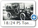 18/24 PS Tonneau Grand Luxe

Opeldaten:
20/24 PS: 1903-1904, Motor 3,7l mit 24 PS bei 70 km/h ab 12.000 Mark = DM = 6.155 Euro. (ab 1904: 18/24)
18/24 PS: 1904-1906, Motor 3,7l mit 24 PS bei 70 km/h ab 11.000 Mark = DM = 5.645 Euro. (Baugleich 20/24).
Karosserievarianten: Tonneau Grand Luxe 20/24PS, 18/24PS; Doppel-Phaeton 18/24PS; Längen in mm: 20/24PS, 18/24PS: 2970