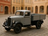 Blitz 1,0 Tonner Typ 2,0-12 1934 KI
Keine Modelle bekannt, dies ist ein KI-Bild
OPELDATEN 1934 - 1938:
Motoren : 2,0l mit 36 PS bei 8ß km/h
Längen in mm: Pritsche 4650 / Ladefläche 2200
Kasten 4455 / Ladefläche 2115
Preise: ab 2.290 RM = 2.290 DM = ca. 1.175 Euro
Stückzahlen: 21 437