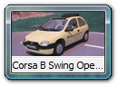 Corsa B Swing Open Bild 1

Hersteller: IXO (Opel-Sammlung Nr. 21)
ananasgelb Auflage unbekannt 10/11
Zum Original:
Sonderserie Swing Open. Das Sonnendach wurde hier nicht als Stahlschiebedach sondern als Faltdach aus Stoff angeboten