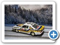 Manta B 400 Rallye 1983 Bild 1b
Hersteller: Vitesse (mit Figur)
Nummer 15 Auflage und Jahr unbekannt.
Es gibt noch 2 Rothmans - Versionen (nicht im Besitz)
Zum Original:
1983 löste der Manta B den Ascona B bei den Rallyemeisterschaften ab. Die Nummer 15 fuhr Dario Cerrato / Giuseppe Cerri in San Remo.