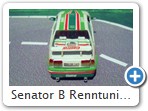 Senator B Renntuning Bild 3

Dies ist ein Fantasieumbau meinerseits. Verspoilerungen und Heckflgel sind Eigenbauten. Aussenspiegel stammen vom Astra H. Rder sind von Sprint43, Scheibenwischer von Tameo. Rennsitz wurde eingebaut (Hersteller unbekannt) und die Inneneinrichtung farblich verndert. Die Aussenlackierung ist casablancaweiss, Grntne sind Emailfarben, rot und Castrol-Werbung sind Decals. Nummernschilder sind selbst angefertigt worden.