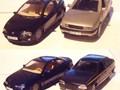 Kundenwunsch: Tigra A in schwarz, Vectra A Stufenheck in platinmetallic, Calibra in magneticblaumetallic, Kadett E Stufenheck in monacoblaumetallic